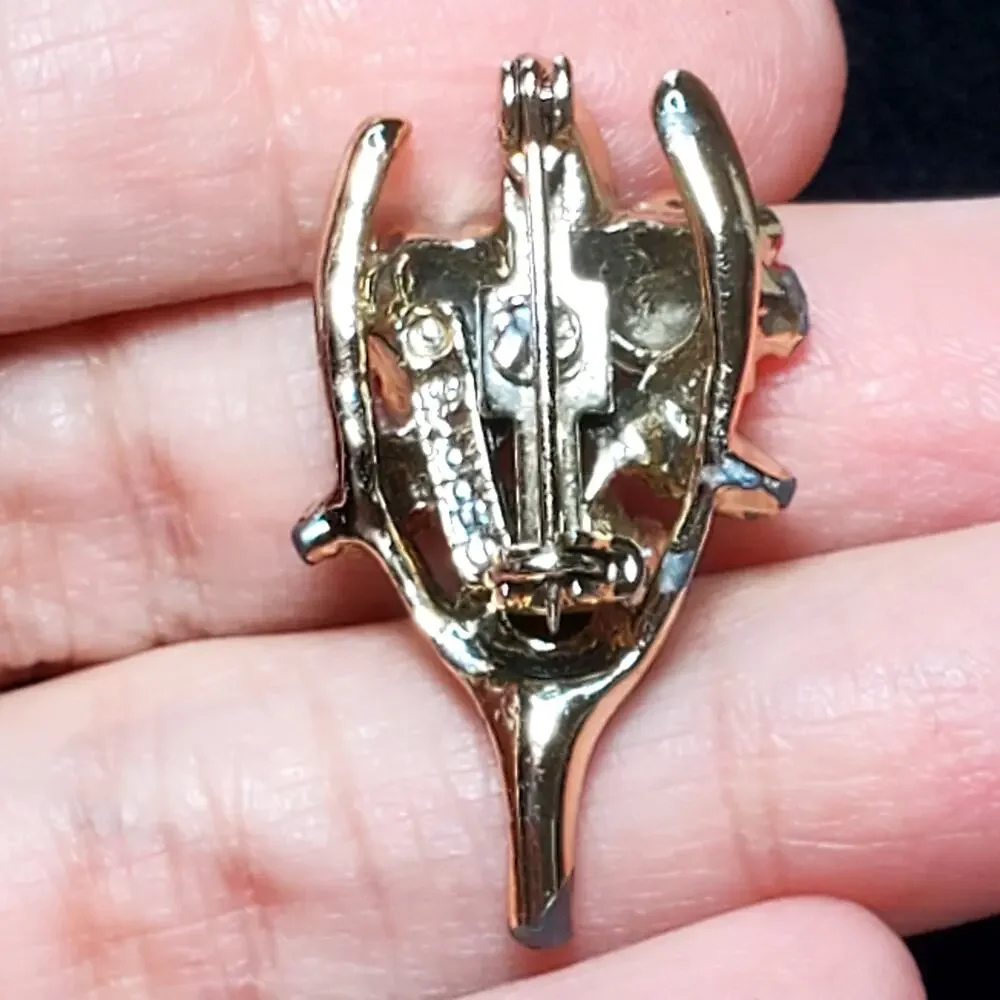 Gerry's Brooch Scatter Pins Vintage Red Rose Wishbone Gold Tone Signed 1.25
